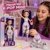 Papusa Cantareata Mina K-Pop Idol 25 Cm, Jucarie Fashion Cu Par Lung Si Tinuta Argintie De Concert, Set Cu Microfon Tip Casca, G