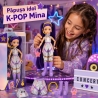Papusa Cantareata Mina K-Pop Idol 25 Cm, Jucarie Fashion Cu Par Lung Si Tinuta Argintie De Concert, Set Cu Microfon Tip Casca, G