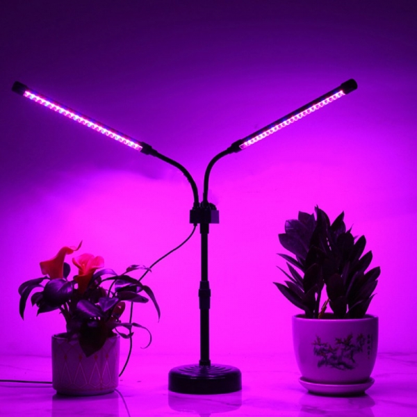 Lampa UV pentru cresterea plantelor, Alimentare cu USB, 10W, 2 capete, 48 LED-uri, 9 nivele lumina, Timer, Inaltime Ajustabila p