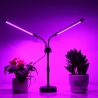 Lampa UV pentru cresterea plantelor, Alimentare cu USB, 10W, 2 capete, 48 LED-uri, 9 nivele lumina, Timer, Inaltime Ajustabila pana la 65 cm Lumina Mov