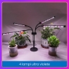 Lampa UV pentru cresterea plantelor, conectare la retea, 20W, 4 capete, 72 LED-uri, ajustabila pana la 66.5 cm, Lumina Alb Mov