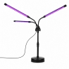 Lampa UV pentru cresterea plantelor, Alimentare cu USB, 15W, 3 capete, 72 LED-uri, 9 nivele lumina, Timer, Inaltime Ajustabila pana la 65 cm Lumina Mov