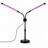 Lampa UV pentru cresterea plantelor, Alimentare cu USB, 10W, 2 capete, 48 LED-uri, 9 nivele lumina, Timer, Inaltime Ajustabila pana la 65 cm Lumina Mov