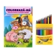 Harta interactiva Momki - Animalele lumii plus Carte de colorat cu si despre animale si creioane colorate
