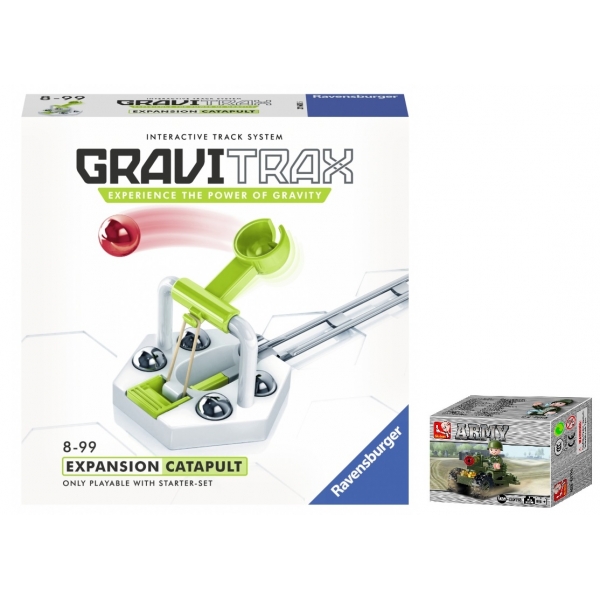 Set accesorii GraviTrax Ravensburger - Catapulta cu Set de constructie Sluban – Soldat , 24 piese