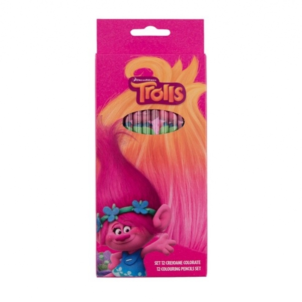 Set 12 creioane colorate Trolls TR00106