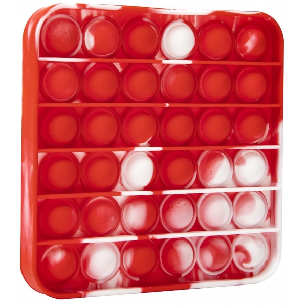 Jucarie Pop It Now din silicon, Patrat White and Red 12.5 cm