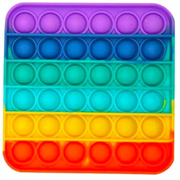 Jucarie Pop It Now din silicon, Patrat Multicolor 12.5 cm