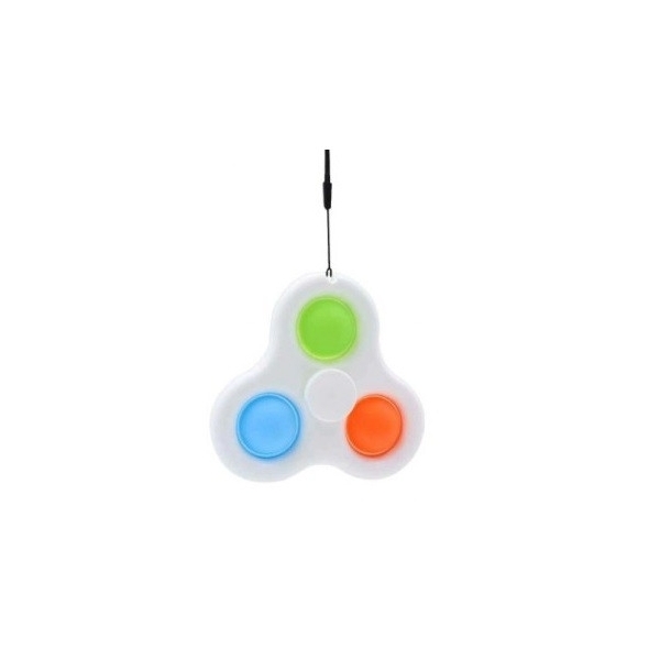 Jucarie Dimple Spiner cu 3 buline, Alb/Multicolor