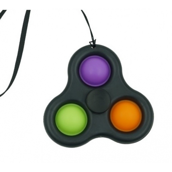 Jucarie Dimple Spiner cu 3 buline, Negre/Multicolor