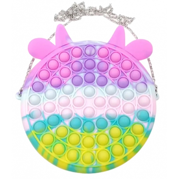 Jucarie Pop it Gentuta cu fermoar model Vacuta, 16 cm multicolor Macaroons