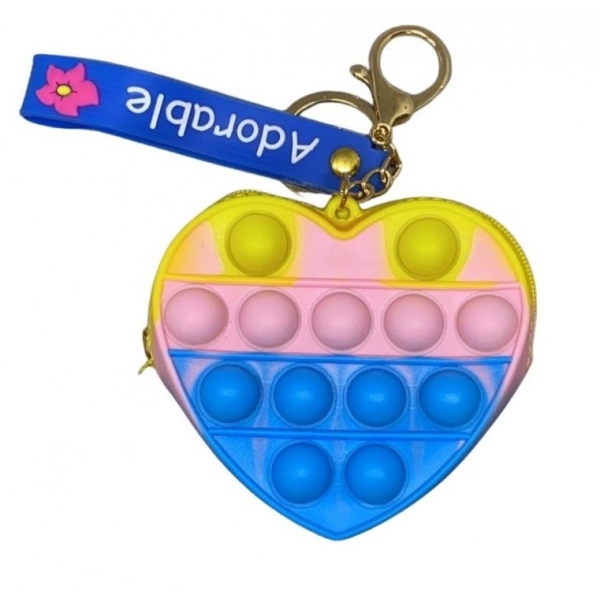 Pop it Portofel Inima Roz  si Albastru, 9 cm