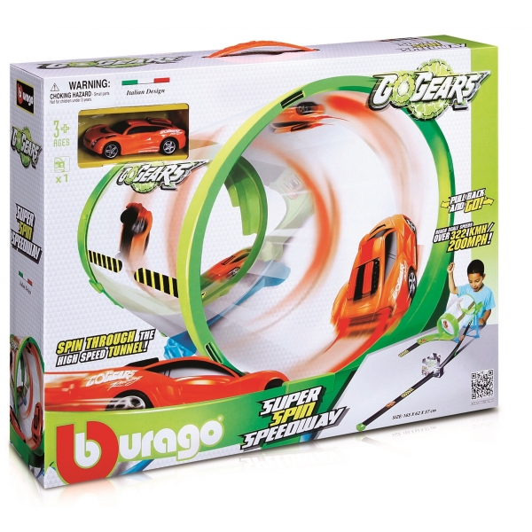 Pista Bburago Go Gear Super Spin cu o masinuta inclusa