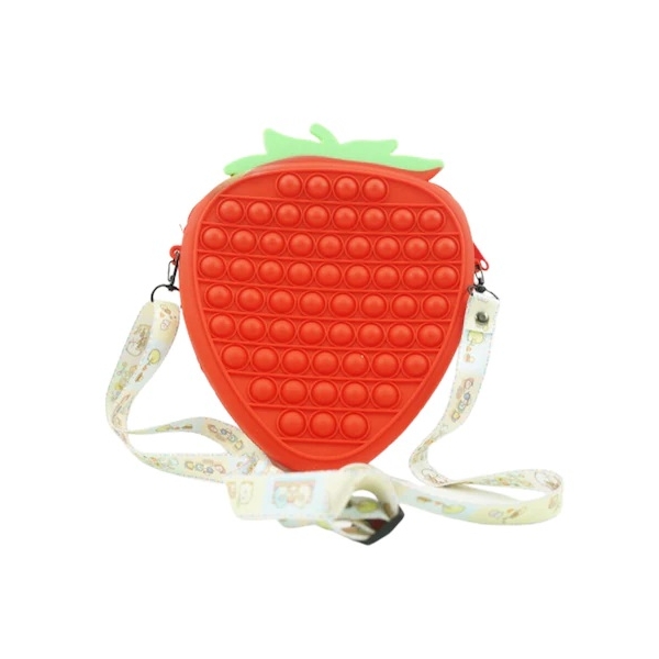 Jucarie Pop It Geanta Capsuna rosie, 23 cm