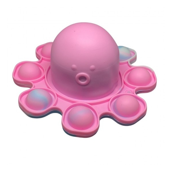 Jucarie antistres din silicon, Pop It Now, Caracatita Reversibila Roz, 20 cm