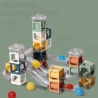 Set piese magnetice de constructie, cu tobogane si bile