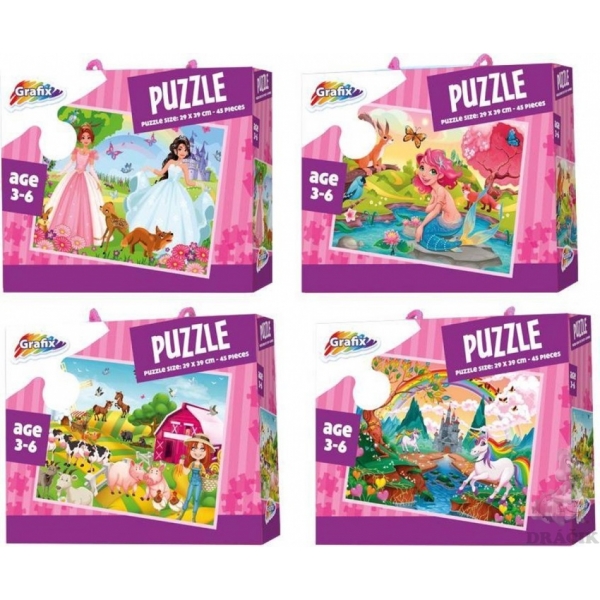 4 Puzzle asortate pentru fetite - 39x29cm