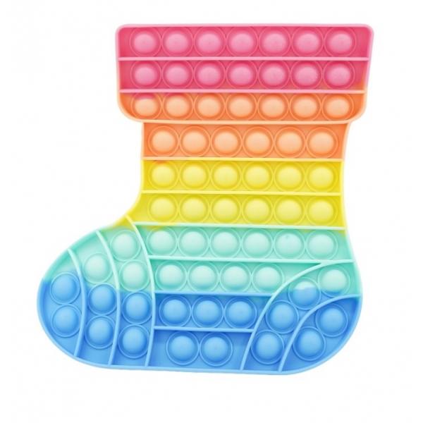 Jucarie antistres din silicon Pop It Now, Ciorap Craciun, Multicolor