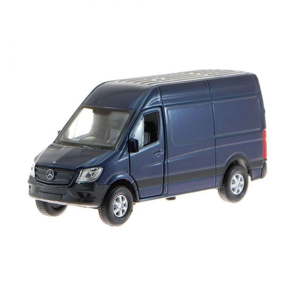 Macheta metalica Welly Mercedes Benz Spinter Panel, 12 cm, Albastru