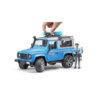 Masina de Politie Land Rover Defender cu politist si accesorii- Bruder