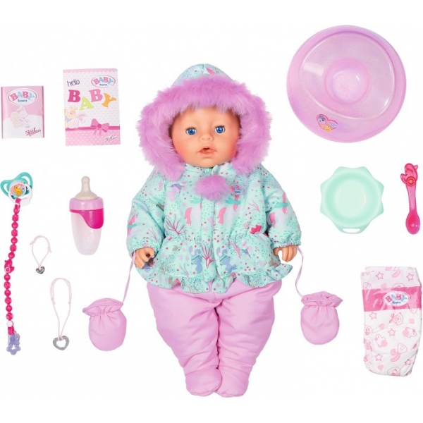 Baby Born - Papusa Interactiva Cu Hainute De Iarna Si Manusi - 43 Cm