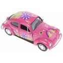 Macheta metalica Welly 1:43 Volkswagen Beetle Flower Power, Roz