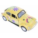 Macheta metalica Welly 1:43 Volkswagen Beetle Flower Power, Galben