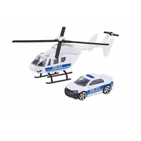 Set de joaca elicopter de salvare cu masinuta, Alb- Teamsterz
