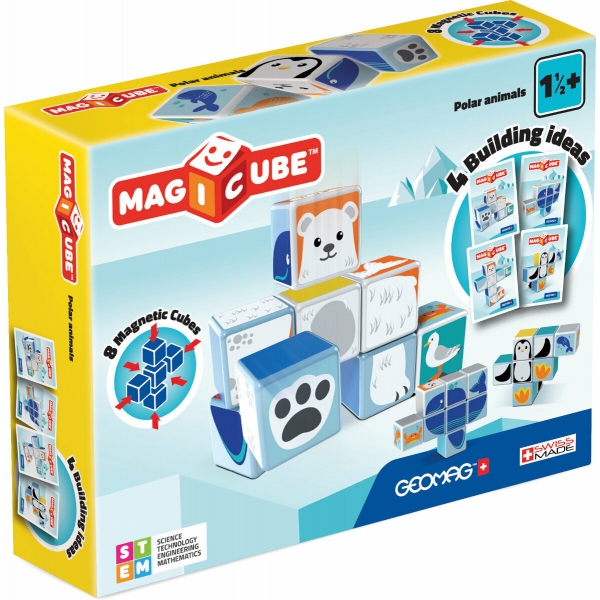 Set de constructie magnetic Geomag, Polar Animals, 8 piese
