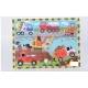 Puzzle tematic din lemn cu 6 masinute de constructii