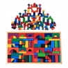 Set de constructie, cuburi de lemn, 112 piese