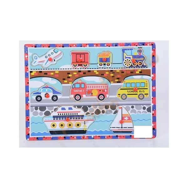 Puzzle din lemn Vehicule cu 9 piese