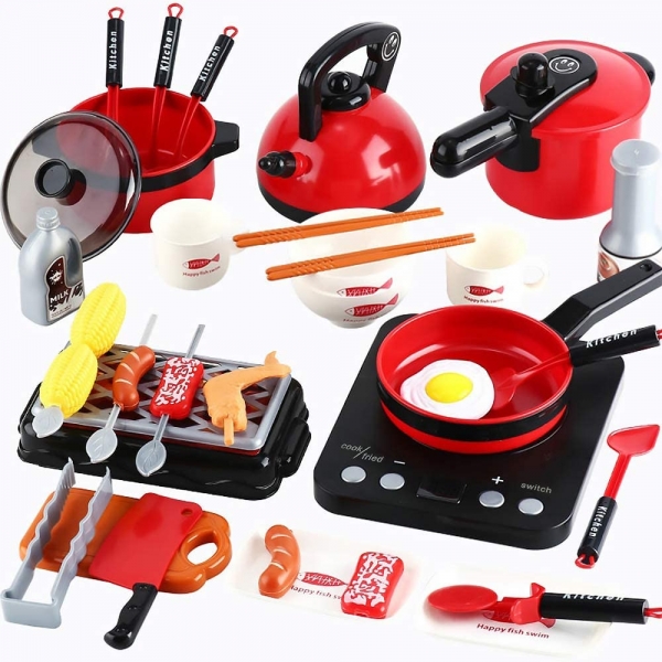 Set de joaca plita electrica cu accesorii pentru bucatarie