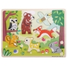 Puzzle lemn cu maner Animalele din Padure