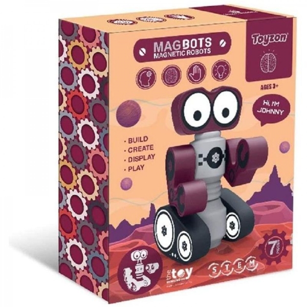 Joc de asamblare magnetic Robot, 7 piese, Mov, Avaleea