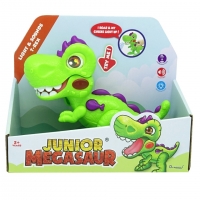 Jucarie interactiva dinozaur junior cu lumini si sunete, Verde
