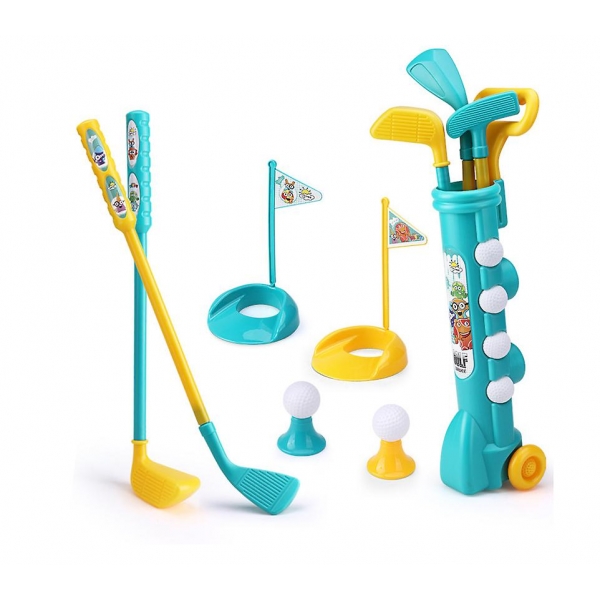 Set de joaca pentru copii Golf din plastic cu 2 bile si 3 crose