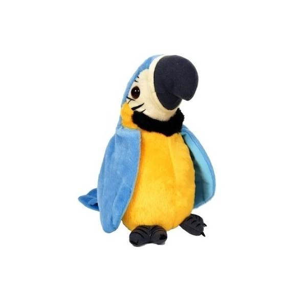 Jucarie interactiva papagalul vorbitor, repet dupa tine! 18 cm, Albastru, Avaleea