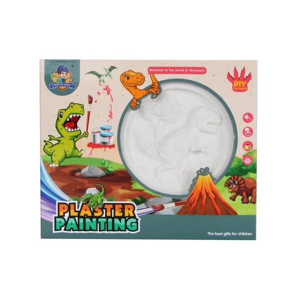 Set de pictura Plaster Painting cu 6 culori- Dinozauri