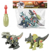 Set 2 dinozauri demontabili cu surubelnita Toi-Toys, 18 cm