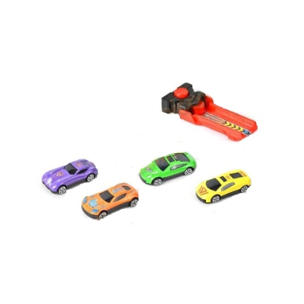 Set de joaca 4 masinute metalice cu lansator