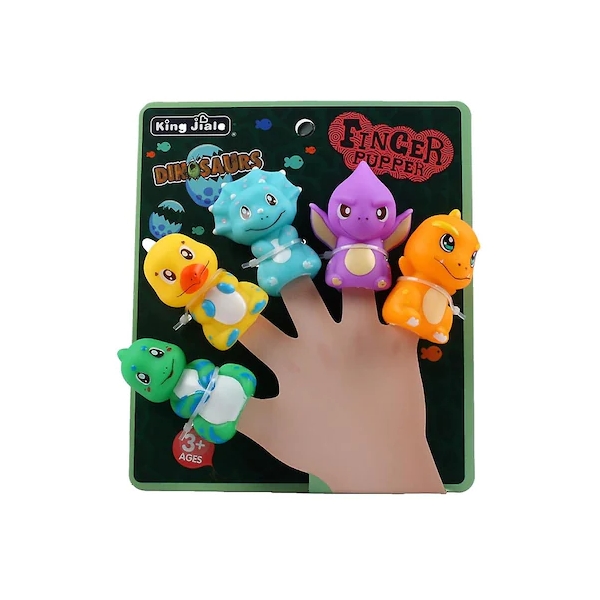 Set 5 figurine pentru deget din cauciuc moale - Dinozauri