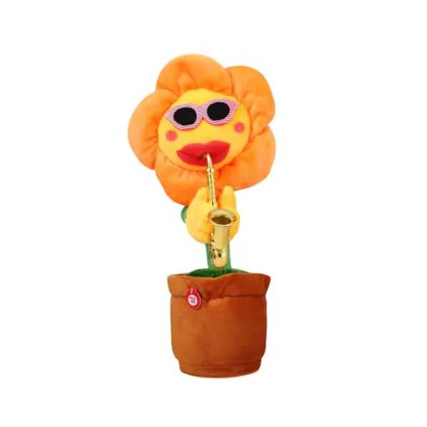 Jucarie Floare Dansatoare- Tip Cactus, Danseaza, Canta, Vorbeste, Cablu USB, Multicolor