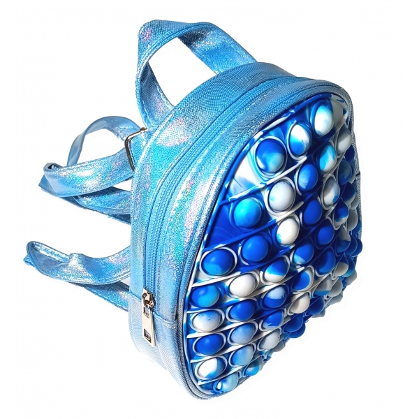Ghiozdan Pop It,Tip rucsac ,Fashion,20 cm, Albastru&Alb
