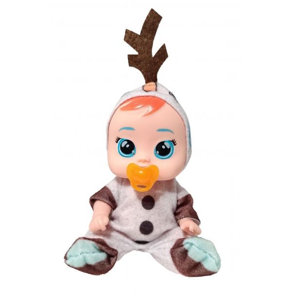 Mini Bebelus cu sunete si suzeta, Costum Alb, 11 cm