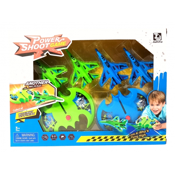 Set 4 Avioane, Cu Lansator, Verse si Albastru