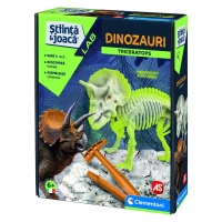 Set educativ Stiinta si joaca, Descopera dinozaurul Triceraptor, Clementoni