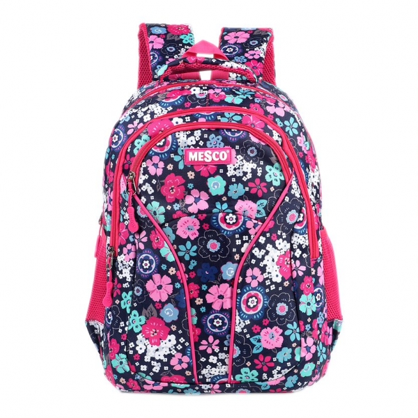 Ghiozdan, 4 Compartimente, Cu Floricele, 43 cm