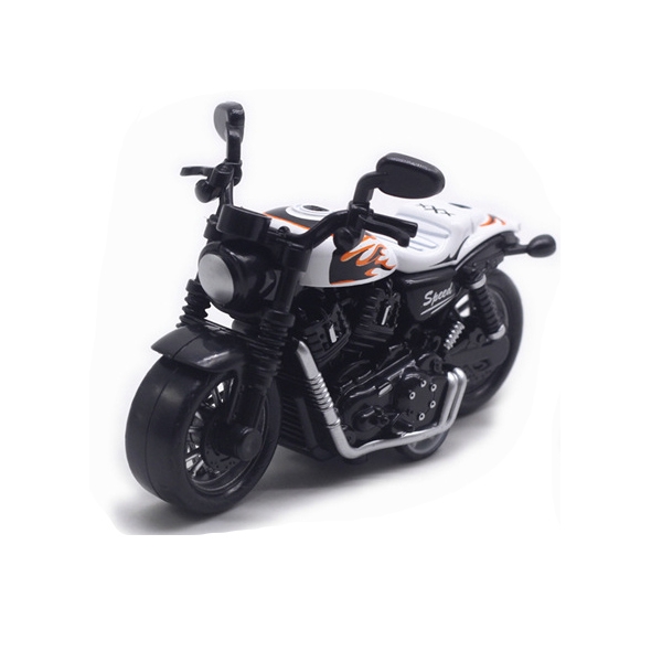 Macheta metalica motocicleta 1:36 Chopper cu pull back, Alb