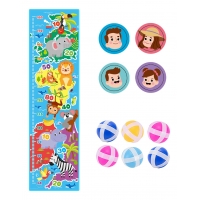 Masurator pentru inaltime cu stickere si 6 bile cu scai, Animalele, Multicolor